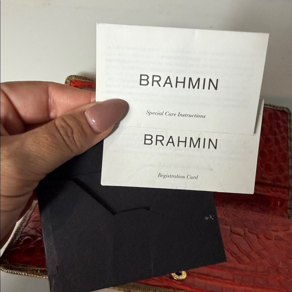 Brahmin Ady Wallet Cabana Vertical Vineyard Genuine leather orange gold tan New - Picture 6 of 6